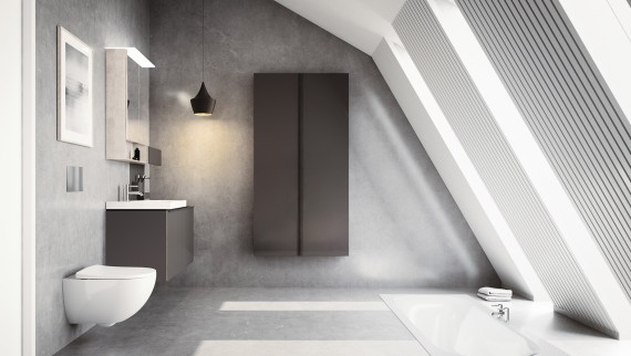 Modern bathroom with pitched roof and Acanto bathroom furniture Modern bathroom with pitched roof and Acanto bathroom furniture