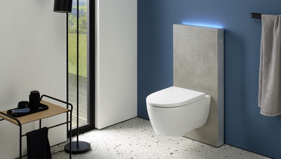 iCon WC with Monolith, front cladding in stoneware concrete