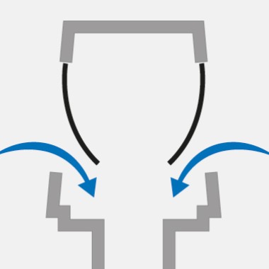 If negative pressure arises when a toilet is used, for instance, the diaphragms open and air flows into the system