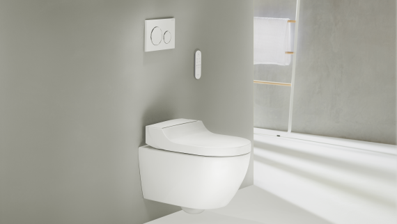 Geberit AquaClean Tuma shower toilet with flexible attachment