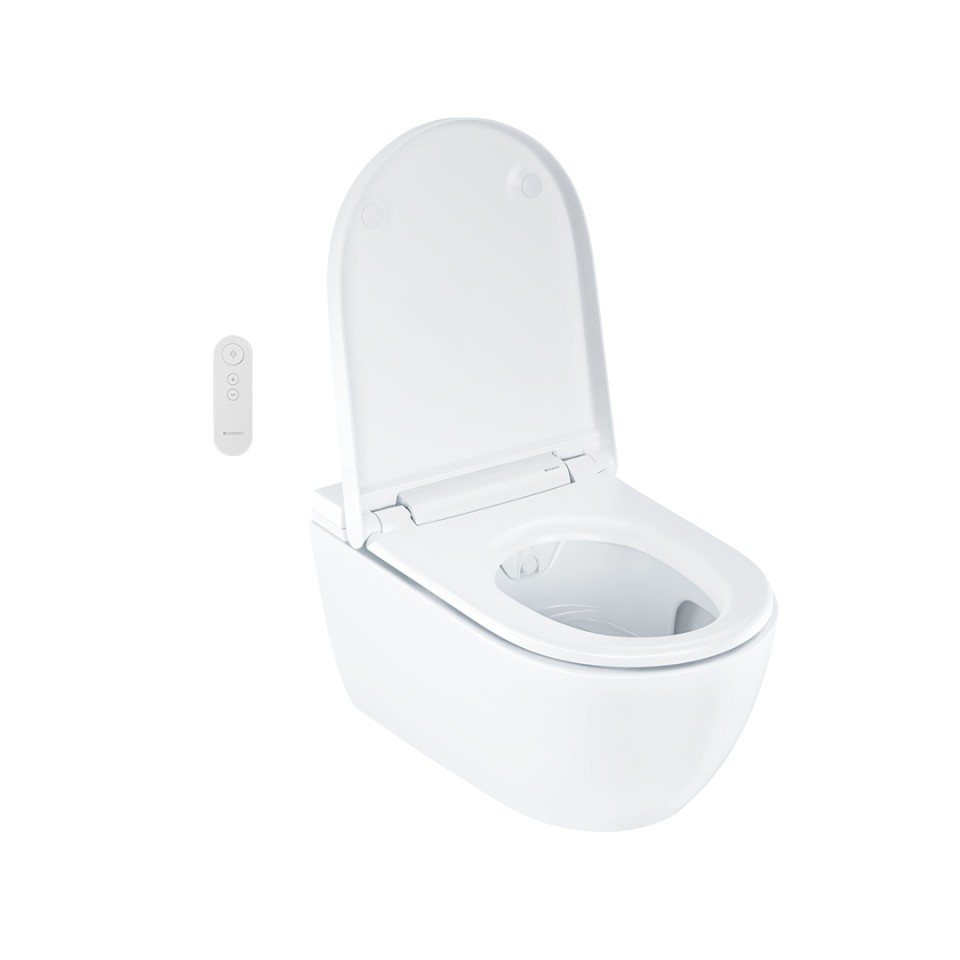 Geberit AquaClean Alba with open WC lid