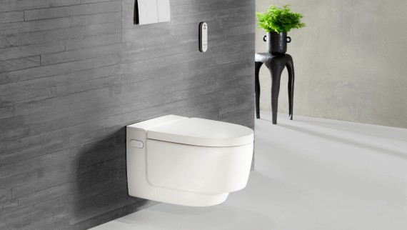 Geberit AquaClean Mera in white with Sigma70 remote control