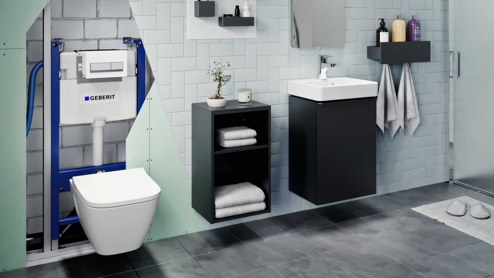 Geberit Alpha toilet frame behind the wall Geberit Alpha toilet frame behind the wall