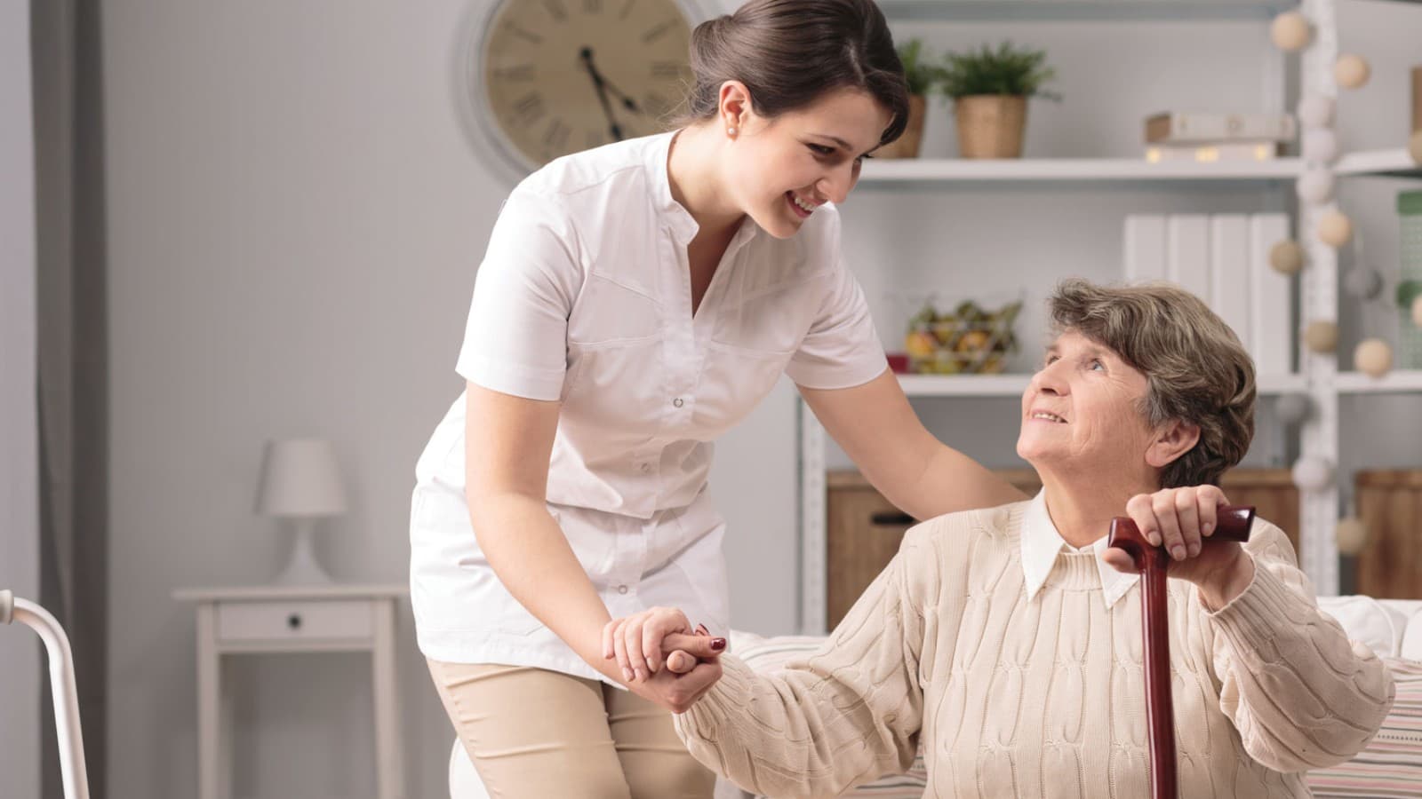 Elderly woman with her caregiver Elderly woman with her caregiver