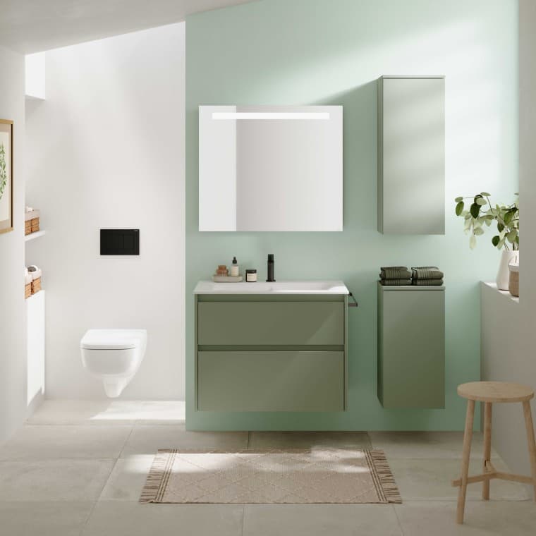 Geberit Renova Plan bathroom with WC, bidet, washbasin and bathroom furniture Geberit Renova Plan bathroom with WC, bidet, washbasin and bathroom furniture