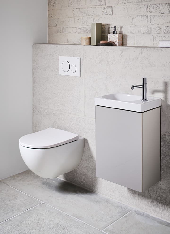 Wall-Hung Toilet and Wall-Hung Handrinse Basin in Cloakroom Wall-Hung Toilet and Wall-Hung Handrinse Basin in Cloakroom
