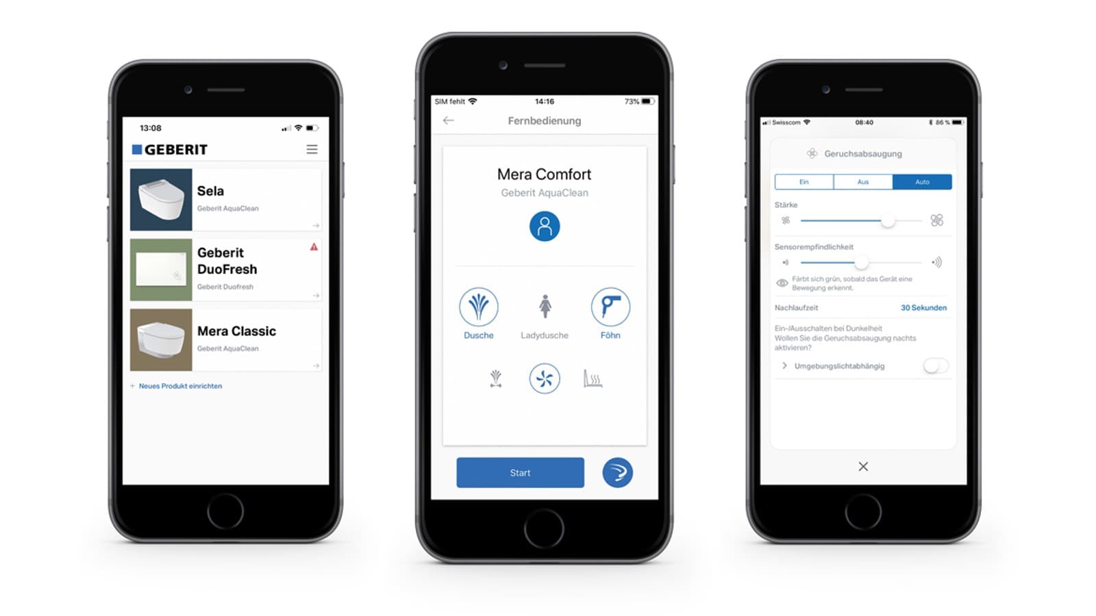 Geberit Home app for the wash and dry toilet Geberit AquaClean Mera Care Geberit Home app for the wash and dry toilet Geberit AquaClean Mera Care