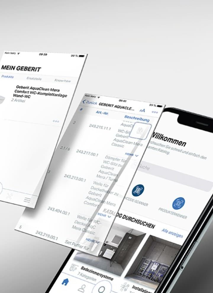 Screenshot from the Geberit Pro app Screenshot from the Geberit Pro app